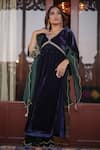 Buy Negra Elegante Blue Silk Velvet, Dupatta Organza Pearl, Embroidered Anarkali Palazzo Set at Aza Fashions Buy_Negra Elegante_Blue Silk Velvet, Dupatta Organza Pearl, Embroidered Anarkali Palazzo Set _at_Aza_Fashions