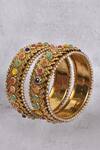 Shop_Samyukta Singhania_Gold Plated Stones Embellished Bangles - Set Of 2_at_Aza_Fashions