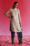Buy_Taisha_Cream Linen, Silk, Cotton Embroidery, Bhuman Floral Pattern Kurta With Pant _at_Aza_Fashions