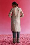 Shop_Taisha_Cream Linen, Silk, Cotton Embroidery, Bhuman Floral Pattern Kurta With Pant _at_Aza_Fashions