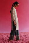 Taisha_Cream Linen, Silk, Cotton Embroidery, Bhuman Floral Pattern Kurta With Pant _at_Aza_Fashions