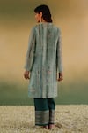 Shop_Taisha_Green Kurta Pure Linen Silk Handloom Sequin Weave Fabric Pattern With Pant _at_Aza_Fashions