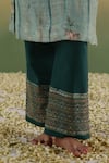 Taisha_Green Kurta Pure Linen Silk Handloom Sequin Weave Fabric Pattern With Pant _at_Aza_Fashions