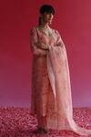 Shop Taisha Pink Linen, Silk, , Handloom Swaroop Flower Woven Kurta Set Online at Aza Fashions Shop_Taisha_Pink Linen, Silk, , Handloom Swaroop Flower Woven Kurta Set _Online_at_Aza_Fashions