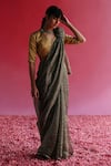 Buy_Taisha_Gold Saree Pure Zari Tissue Silk Aago Stripe Woven With Blouse  _Online_at_Aza_Fashions