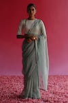 Buy Taisha Blue Silk, Satin Sequins, Embroidery Sharad Border Saree With Petticoat at Aza Fashions Buy_Taisha_Blue Silk, Satin Sequins, Embroidery Sharad Border Saree With Petticoat _at_Aza_Fashions