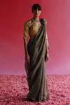 Taisha Green Silk, Satin Sequins, Embroidery Aago Stripe Woven Saree With Petticoat Online at Aza Fashions Taisha_Green Silk, Satin Sequins, Embroidery Aago Stripe Woven Saree With Petticoat _Online_at_Aza_Fashions