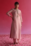 Buy_Taisha_Pink Silk Kaljo Zari Tissue Flare Pant _at_Aza_Fashions