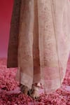 Shop_Taisha_Pink Woven Floral V Neck Gulbag Linen Silk Handloom Kurta Pant Set _Online_at_Aza_Fashions