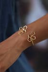 Varnika Arora_Gold Plated Cut Work Clio Floral Bangle _Online_at_Aza_Fashions