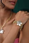 Varnika Arora_Gold Plated Elan Mother Of Pearl Embellished Bracelet_Online_at_Aza_Fashions