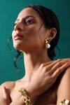 Varnika Arora_Gold Plated Pearls Bloom Embellished Earrings _Online_at_Aza_Fashions