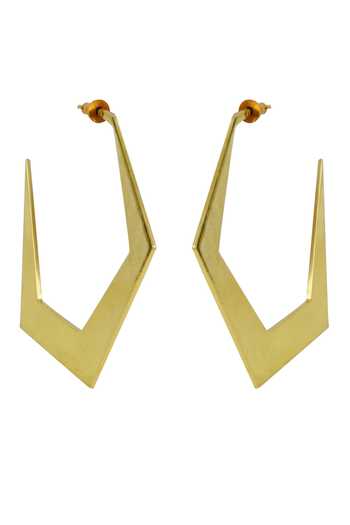 Varnika Arora_Gold Plated Espoir Geometric Pattern Hoops _at_Aza_Fashions
