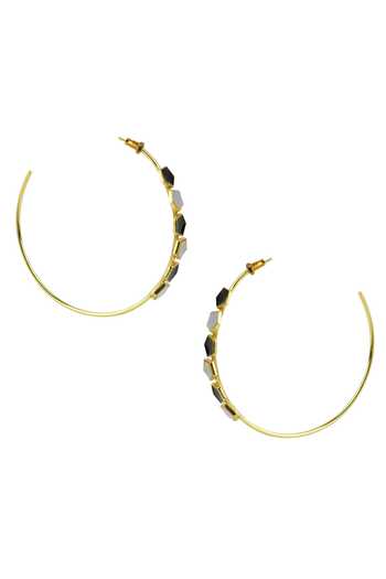 Buy_Varnika Arora_Gold Plated Pearls Dahlia Geometric Pattern Hoops _Online_at_Aza_Fashions