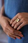 Varnika Arora_Gold Plated Adler Floral Pattern Ring _Online_at_Aza_Fashions