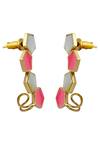 Varnika Arora_Gold Plated Pearls Arlo Geometric Pattern Embellished Earrings _Online_at_Aza_Fashions