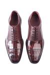Shop_ZUFR_Wine Jude Croc Embossed Oxford Shoes_at_Aza_Fashions