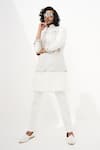 Buy_Arjan Dugal_Ivory Chanderi Silk, Cotton, Lycra Solid Kurta Set _at_Aza_Fashions