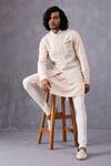 Buy_Arjan Dugal_Pink Chanderi Silk Plain Solid Kurta Set _at_Aza_Fashions
