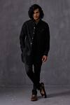 Buy_Arjan Dugal_Black Chanderi Silk, Cotton Satin, Cotton, Lycra Embroidery Kurta Set _at_Aza_Fashions
