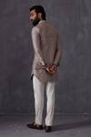 Shop_Arjan Dugal_Grey Chanderi Silk Embroidered Cross Stitch Thread Work Kurta Set _at_Aza_Fashions