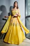 Sammohi By Moksha And Hiral_Yellow Silk, Tulle Sequins, Embroidery Hand Lehenga Set With Ruffle Dupatta _Online_at_Aza_Fashions