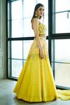 Shop_Sammohi By Moksha And Hiral_Yellow Silk, Tulle Sequins, Embroidery Hand Lehenga Set With Ruffle Dupatta _Online_at_Aza_Fashions