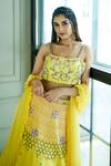 Sammohi By Moksha And Hiral_Yellow Silk, Tulle Sequins, Embroidery Hand Lehenga Set With Ruffle Dupatta _at_Aza_Fashions