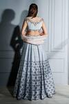 Shop_SAMMOHI BY MOKSHA AND HIRAL_Grey Pure Raw Silk Hand Embroidered Crystals Round Blouse Lehenga Set _at_Aza_Fashions