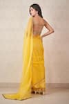 Shop_SAMMOHI BY MOKSHA AND HIRAL_Yellow Saree  Silk Organza Hand Embroidered Sequins Border With Blouse_at_Aza_Fashions