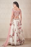 Shop_SAMMOHI BY MOKSHA AND HIRAL_Ivory Dupion Silk Hand Embroidered Thread One Shoulder Lehenga Set _at_Aza_Fashions