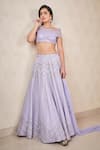 Buy Sammohi By Moksha And Hiral Purple Silk, Tulle Sequins, Beads Hand Embroidered Blouse Lehenga Set Online at Aza Fashions Buy_Sammohi By Moksha And Hiral_Purple Silk, Tulle Sequins, Beads Hand Embroidered Blouse Lehenga Set _Online_at_Aza_Fashions