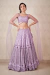 Buy Sammohi By Moksha And Hiral Purple Silk, Tulle Crystals Square Neck Embroidered Blouse And Lehenga Set at Aza Fashions Buy_Sammohi By Moksha And Hiral_Purple Silk, Tulle Crystals Square Neck Embroidered Blouse And Lehenga Set _at_Aza_Fashions