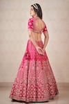 Shop_Sammohi By Moksha And Hiral_Pink Silk, Tulle Embroidery, Zari Round Neck Zardosi Blouse Bridal Lehenga Set _at_Aza_Fashions