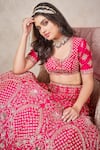 Sammohi By Moksha And Hiral_Pink Silk, Tulle Embroidery, Zari Round Neck Zardosi Blouse Bridal Lehenga Set _at_Aza_Fashions