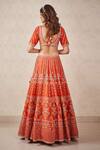 Shop_Sammohi By Moksha And Hiral_Orange Silk Zari Asymmetric Zardosi Work Blouse Bridal Lehenga Set _at_Aza_Fashions