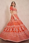 Buy_Sammohi By Moksha And Hiral_Orange Silk Zari Asymmetric Zardosi Work Blouse Bridal Lehenga Set _Online_at_Aza_Fashions