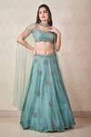 Buy Sammohi By Moksha And Hiral Green Silk Organza, Denim, Tulle Sequins, Beads Embroidered Blouse Lehenga Set at Aza Fashions Buy_Sammohi By Moksha And Hiral_Green Silk Organza, Denim, Tulle Sequins, Beads Embroidered Blouse Lehenga Set _at_Aza_Fashions