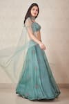 Buy Sammohi By Moksha And Hiral Green Silk Organza, Denim, Tulle Sequins, Beads Embroidered Blouse Lehenga Set Online at Aza Fashions Buy_Sammohi By Moksha And Hiral_Green Silk Organza, Denim, Tulle Sequins, Beads Embroidered Blouse Lehenga Set _Online_at_Aza_Fashions