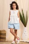 Buy_Casa Ninos_White Linen Embroidery Placement Top And Shorts Set _at_Aza_Fashions