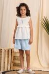 Casa Ninos_White Linen Embroidery Placement Top And Shorts Set _Online_at_Aza_Fashions
