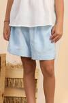 Buy_Casa Ninos_White Linen Embroidery Placement Top And Shorts Set _Online_at_Aza_Fashions