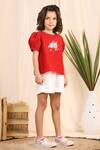 Shop_Casa Ninos_Red Linen Embroidery Puffed Sleeve Top And Shorts Set _Online_at_Aza_Fashions