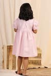Shop_Casa Ninos_Pink Linen Embroidery Collar Dress _at_Aza_Fashions