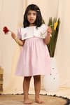 Casa Ninos_Pink Linen Embroidery Collar Dress _Online_at_Aza_Fashions