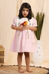 Shop_Casa Ninos_Pink Linen Embroidery Collar Dress _Online_at_Aza_Fashions
