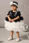 Shop_Casa Ninos_Black Net Sequins, Feathers Sleeve Embellished Dress _Online_at_Aza_Fashions