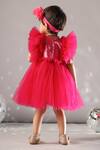 Shop_Casa Ninos_Fuchsia Net Sequins Ruffle Sleeve Dress _at_Aza_Fashions