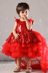 Buy_Casa Ninos_Red Net Sequins Embroidered Dress _at_Aza_Fashions
