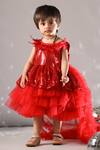 Shop_Casa Ninos_Red Net Sequins Embroidered Dress _at_Aza_Fashions